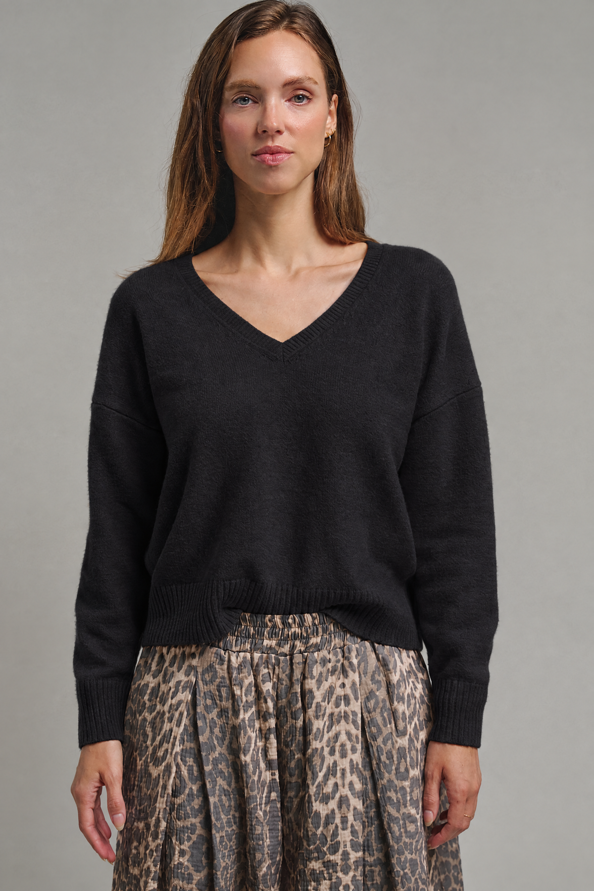 Drop Shoulder Ribbed Knit Sweater