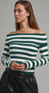 Bistro Stripe Off Shoulder Sweater