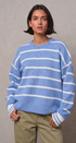 Fuzzy Stripe Crewneck Pullover Sweater