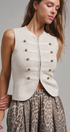 Gold Button Napoleon Mock Neck Knit Vest