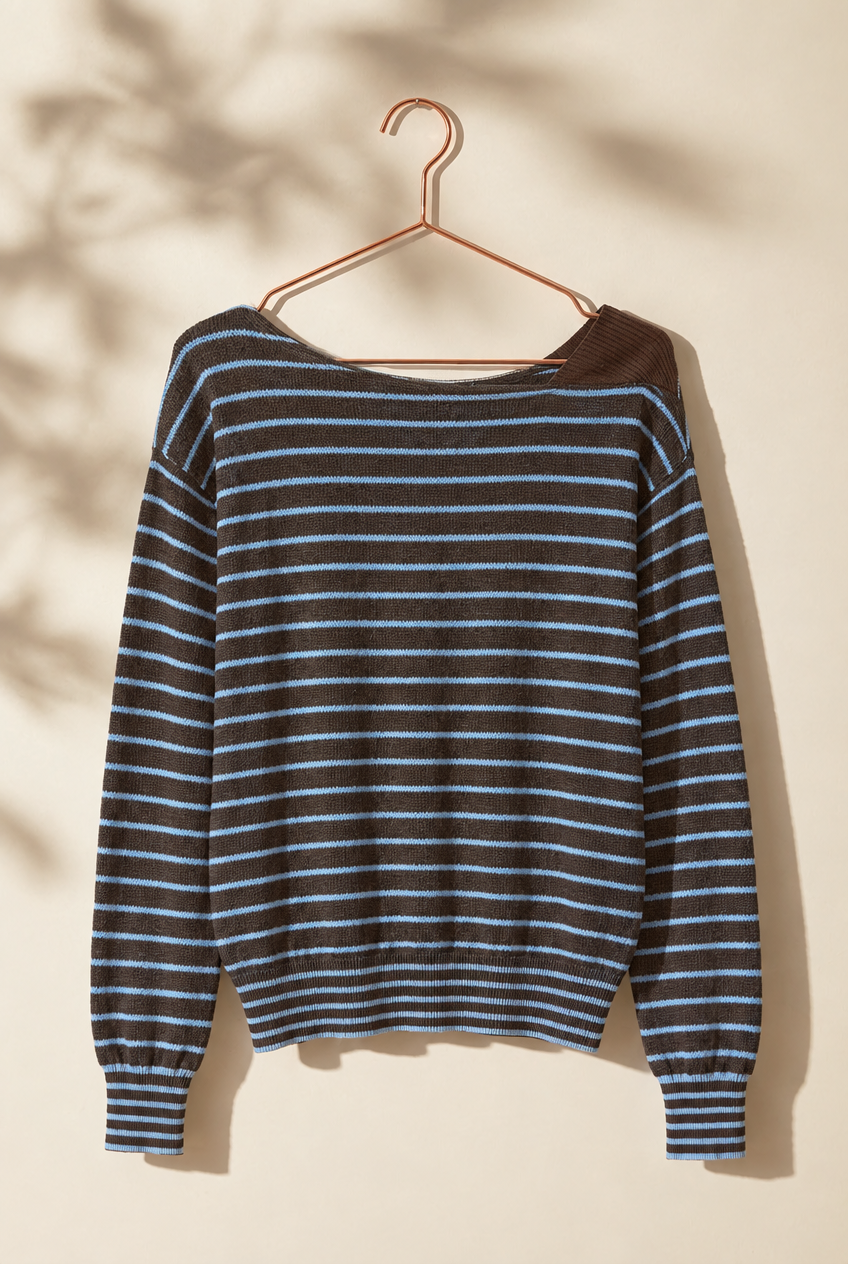 Asymmetrical Striped One-Shoulder Top