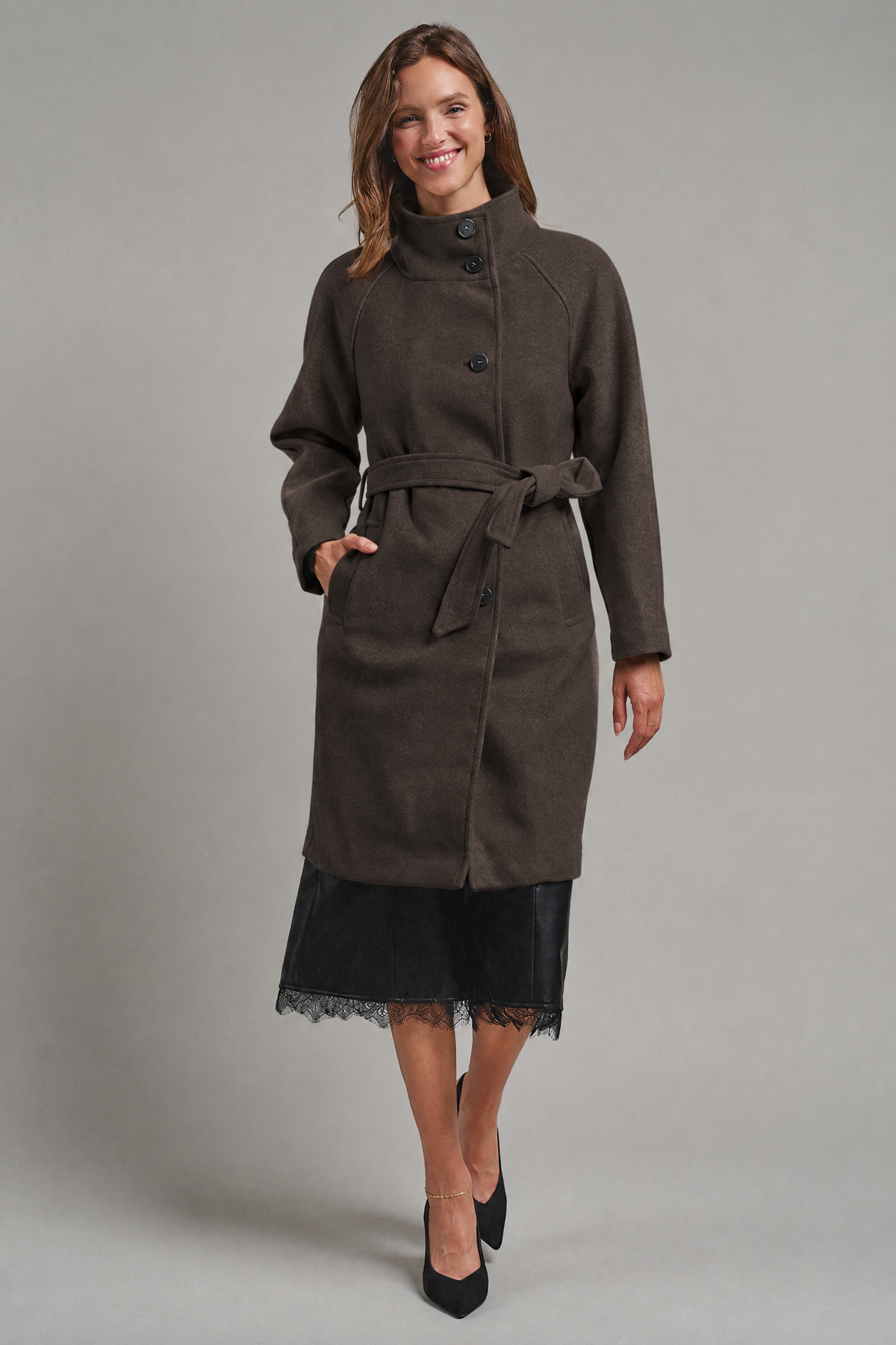 Quiet Luxe Napoleon Collar Coat
