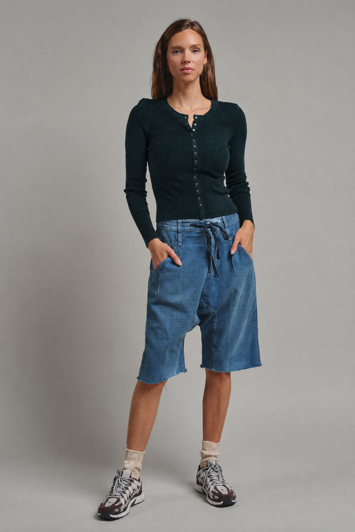 Soft Focus Waffle Knit Henley Top
