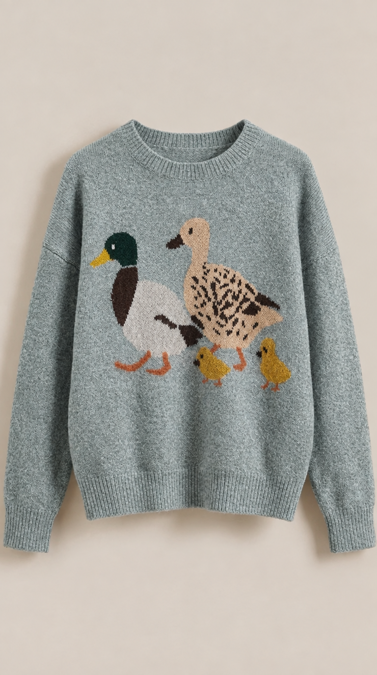 Mallard Duck Intarsia Knit Sweater
