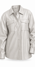 Faux Leather Pocket Shirt with Snap Closure