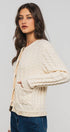 Urban Daizy Cable Knit Snap Front Ribbed Trim Long Sleeve Sweater Ivory Cardigan - Women's (UDZ-KN-00628) – alternate view 20