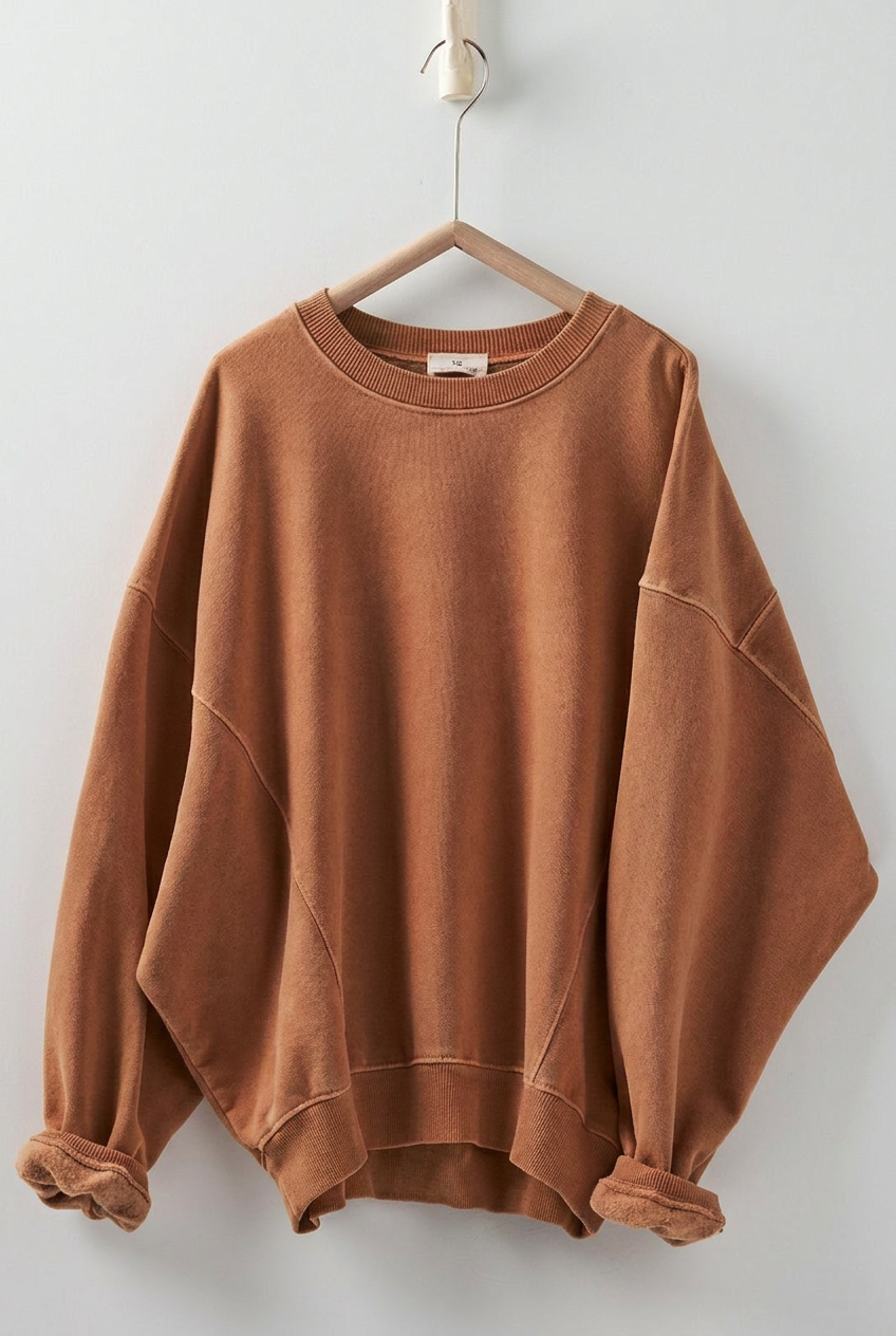 Crew Neck Comfort Washed  Sweatshirt