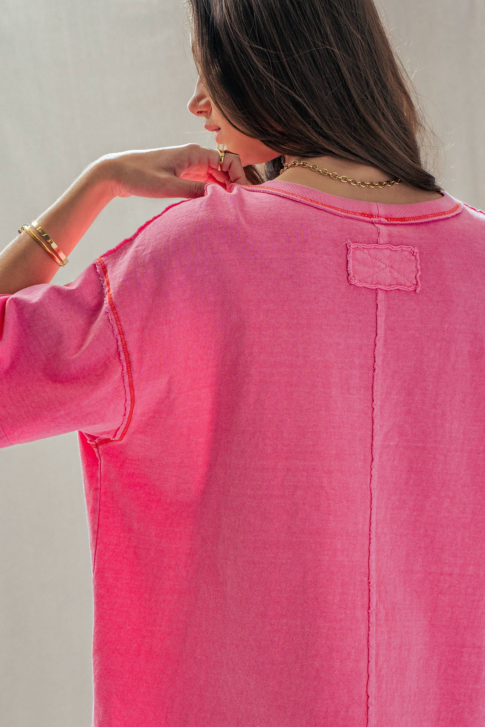 Contrast Stitch Mineral Wash Spring Oversized Tee