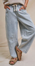 Laid-Back Light Wash Barrel Denim Pants in LT DENIM - Women's Wide Leg Jeans | Urban Daizy