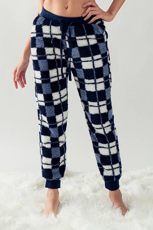 Urban Daizy Cozy Checkered Jogger Style Pajama Pants Ash-Blue Sleepwear Bottom - Women's (UDZ-PT-00127) – alternate view 9