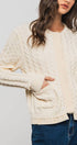 Urban Daizy Cable Knit Snap Front Ribbed Trim Long Sleeve Sweater Ivory Cardigan - Women's (UDZ-KN-00628) – alternate view 21