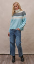 Icelandic Yoke Turtleneck Sweater in PASTEL BLUE - Women's Sweaters | Urban Daizy