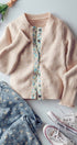 Floral Contrast Wool Blend Crew Neck Cardigan in OATMEAL - Women's Cardigans & Shrugs | Urban Daizy