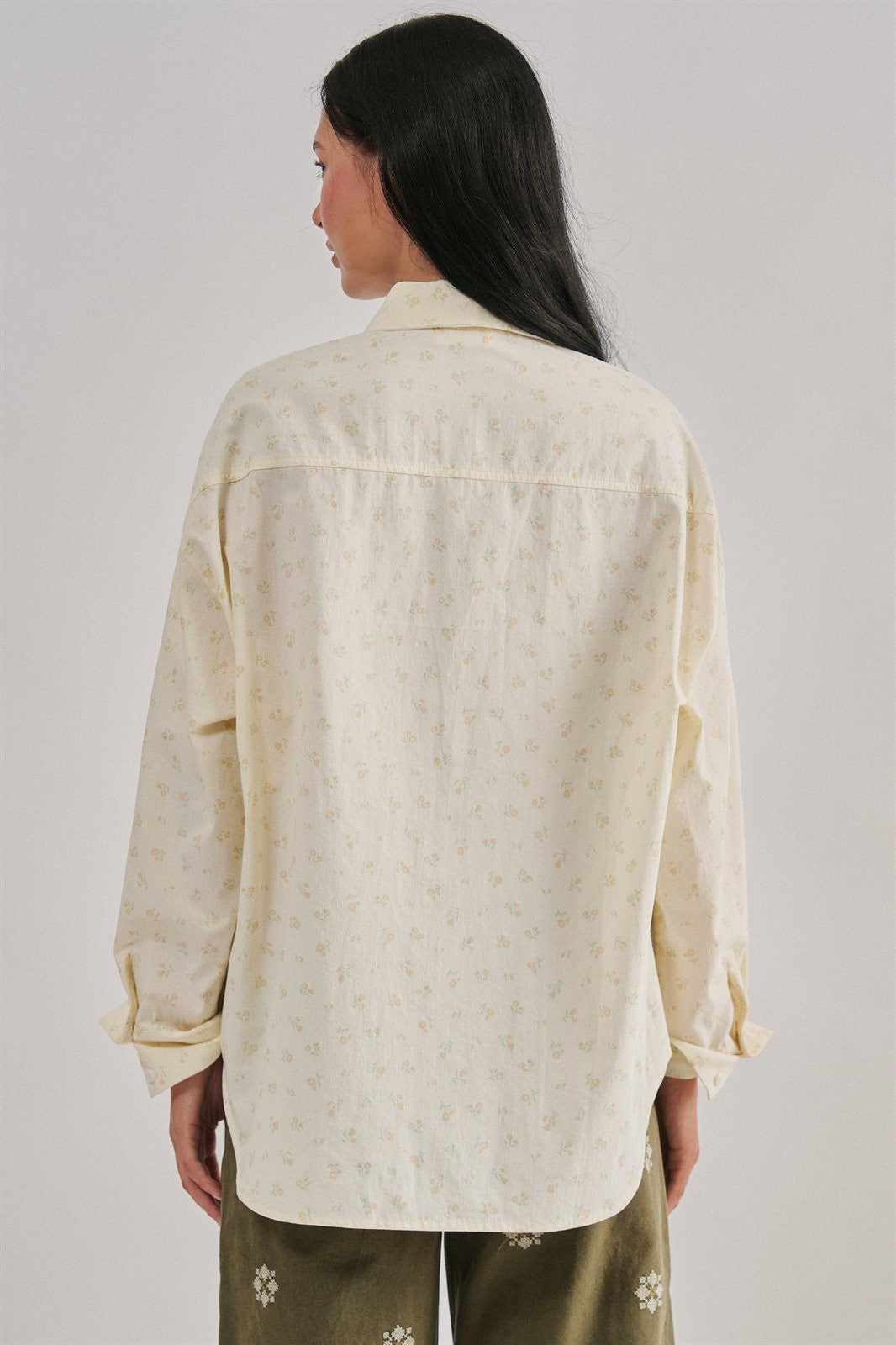 Soft Meadow Button-Down Shirt in CREAM - Women's Shirts & Blouses | Urban Daizy