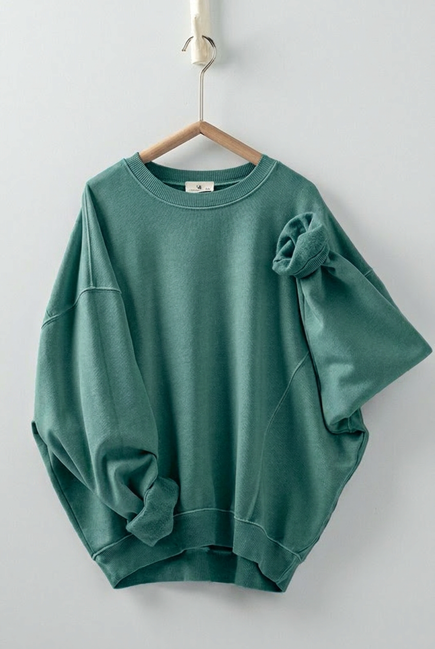 Crew Neck Comfort Washed  Sweatshirt