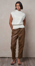 Faux Leather Drawstring Jogger Pants in BROWN - Women's Casual Pants | Urban Daizy
