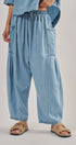 Washed Utility Wide-Leg Pants in CHAMBRAY - Women's Casual Pants | Urban Daizy