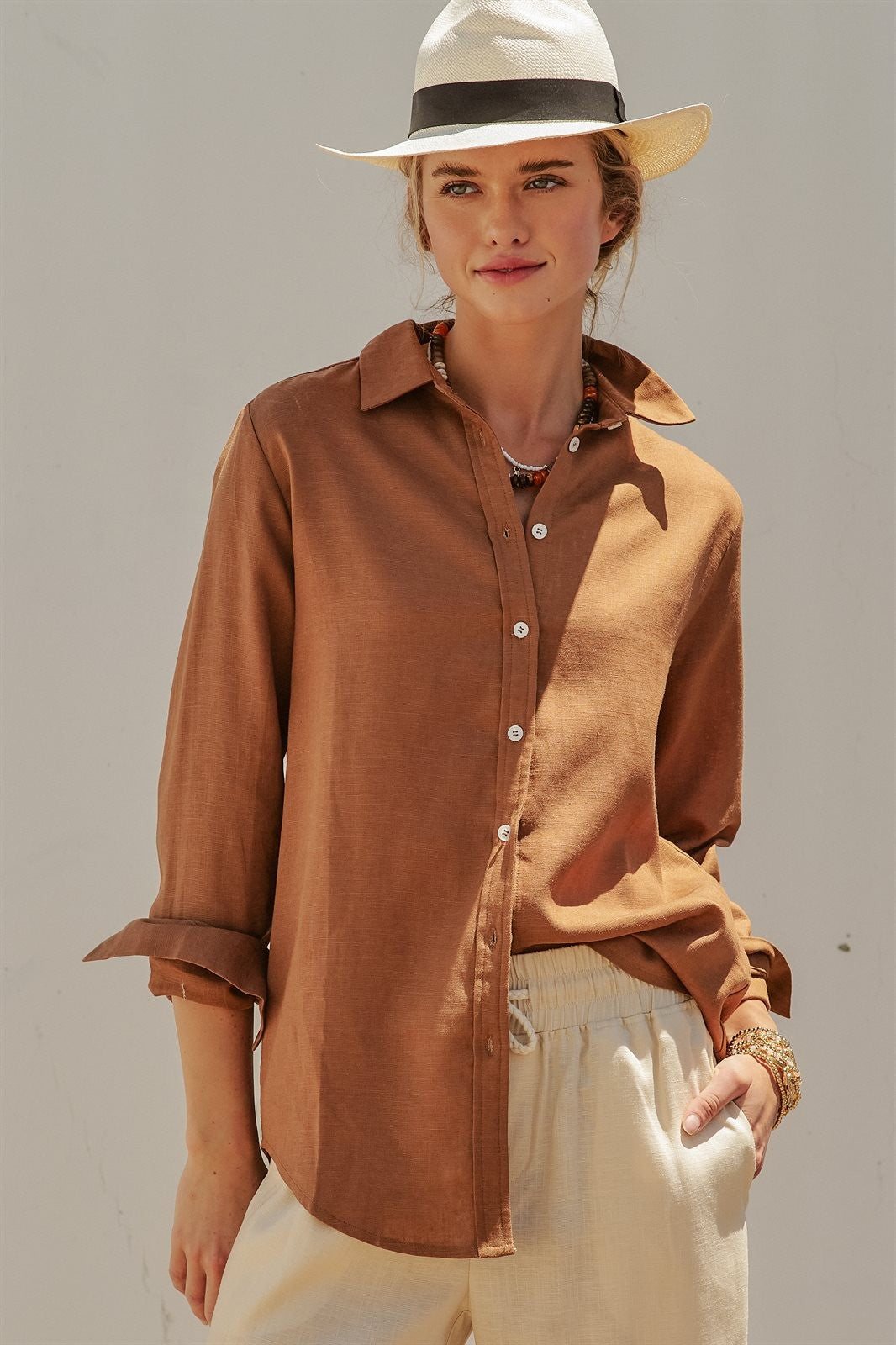 Linen Long Sleeve Button-Down Shirt