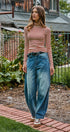 Classic Striped Long Sleeve Turtleneck Top in IVORY RUST - Women's T-Shirts & Polos | Urban Daizy