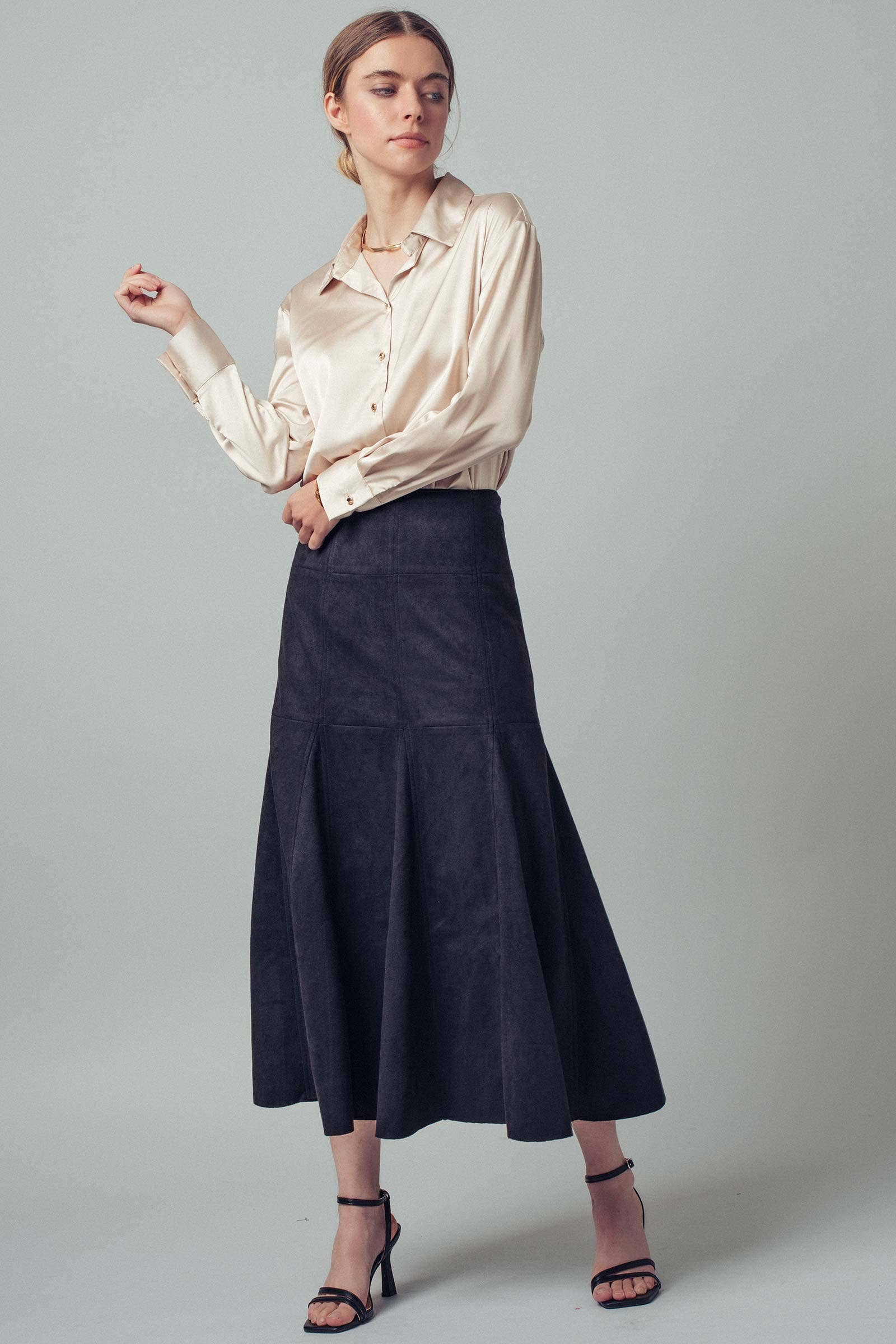 Satin Button Down Blouse