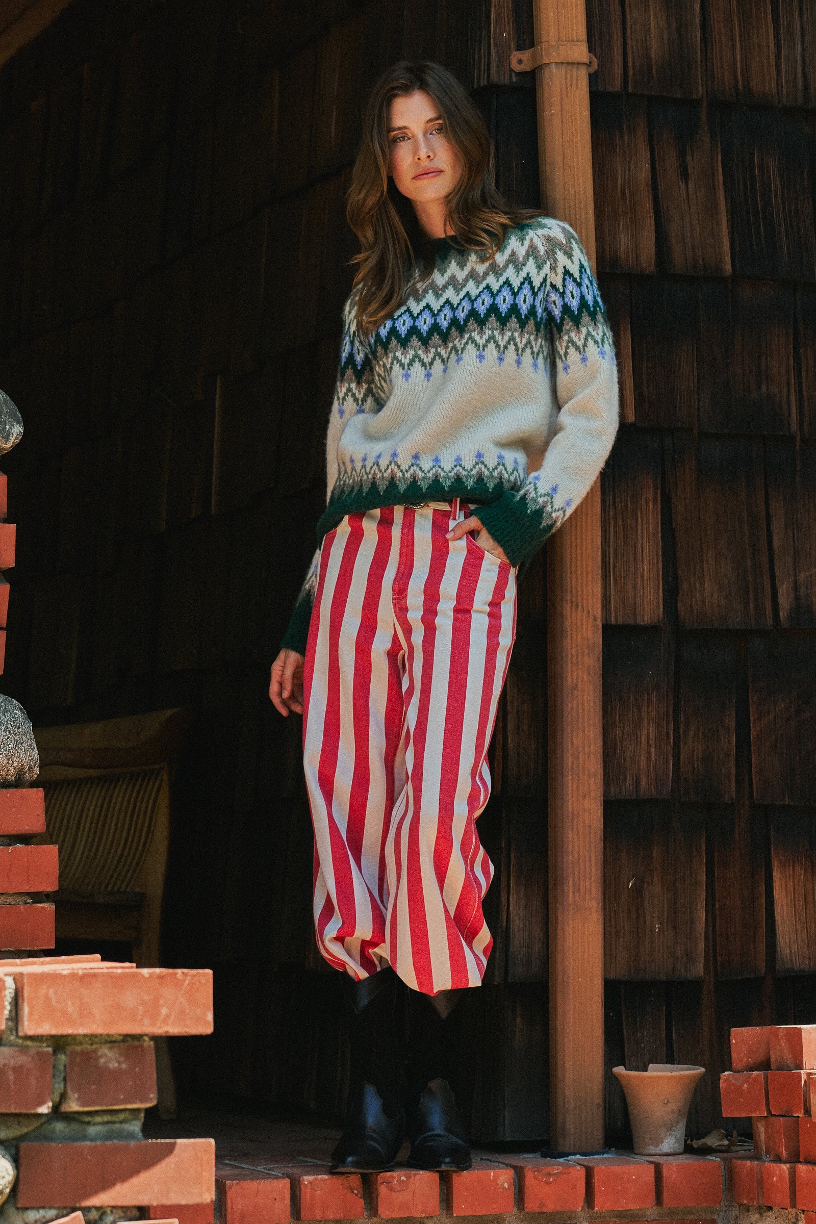 Fair Isle Wool Blend Sweater Top