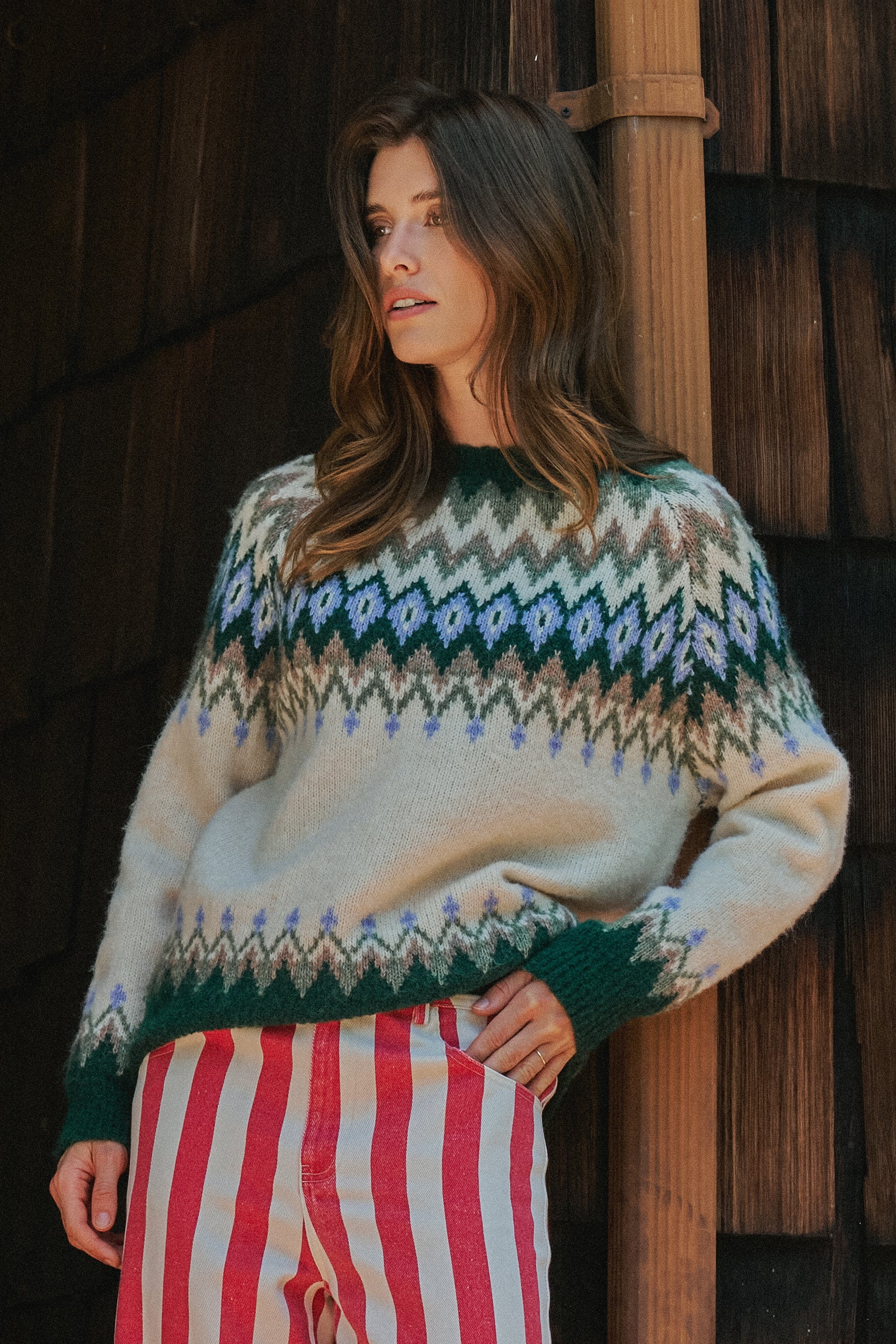 Fair Isle Wool Blend Sweater Top | wholesale knit sweater - women's | Urban Daizy