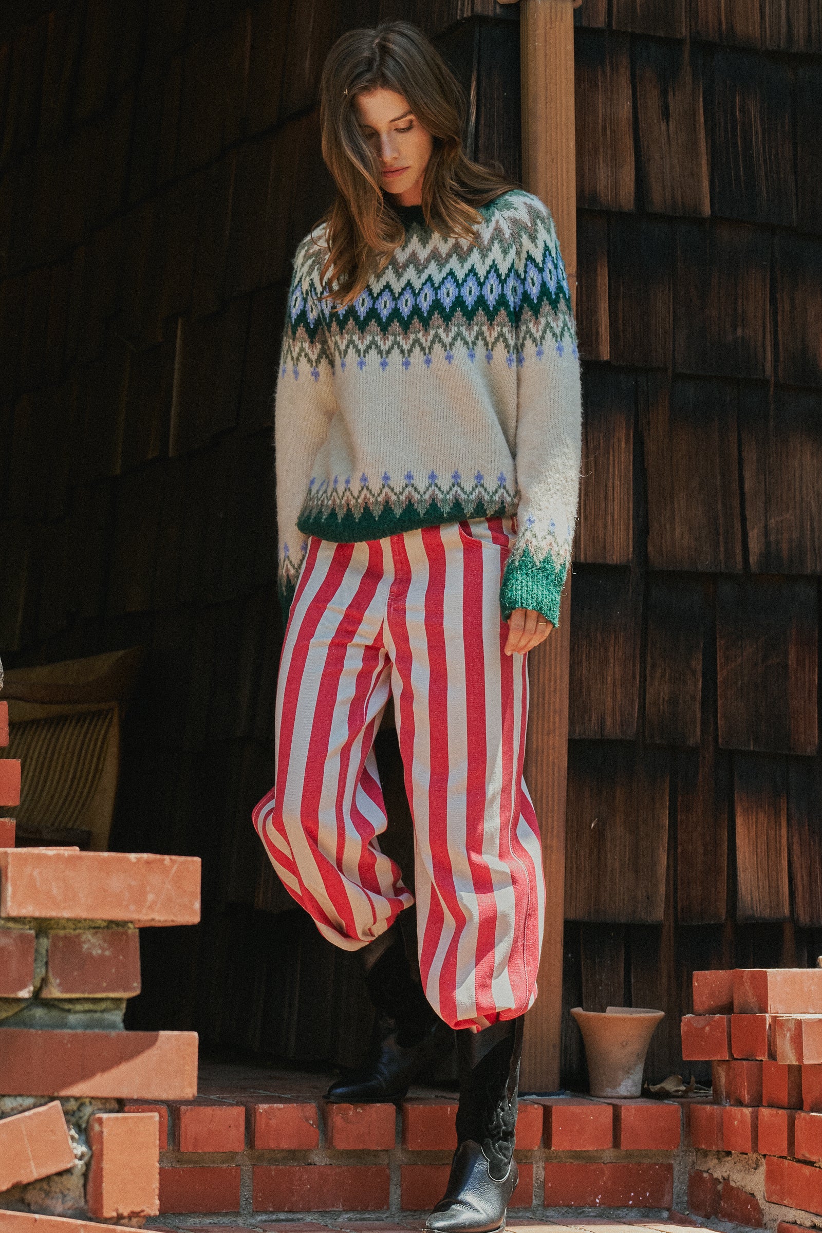 Fair Isle Wool Blend Sweater Top