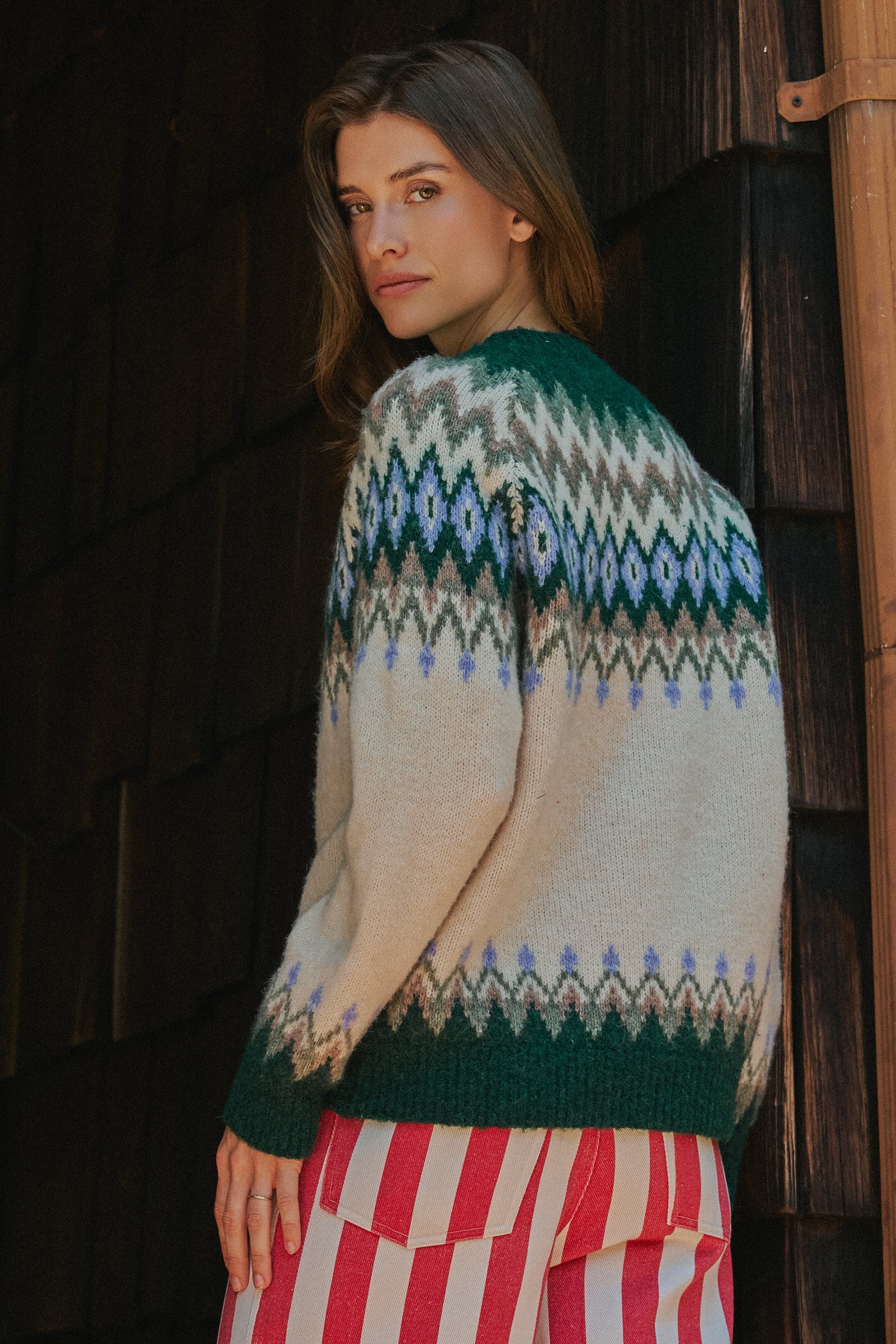 Fair Isle Wool Blend Sweater Top