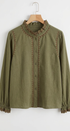 Embroidered Ruffle Neck Cotton Blouse
