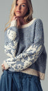 Urban Daizy Floral Embroidered Striped Knit Sweater Brown Knit Sweater - Women's (UDZ-TP-00814) – alternate view 10