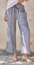 Urban Daizy Linen Wide-Leg Drawstring Pants Navy-Stripe Pants - Women's (UDPT0177-Navy-Stripe) – alternate view 2
