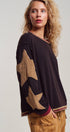 Urban Daizy Raw Seam Star Patch Slouchy Knit Top Brown Knit Top - Women's (UDTP1432-Brown) – alternate view 12