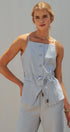 Buttoned Tie-Waist Cami Top in DEW BLUE - Women's Tops | Urban Daizy
