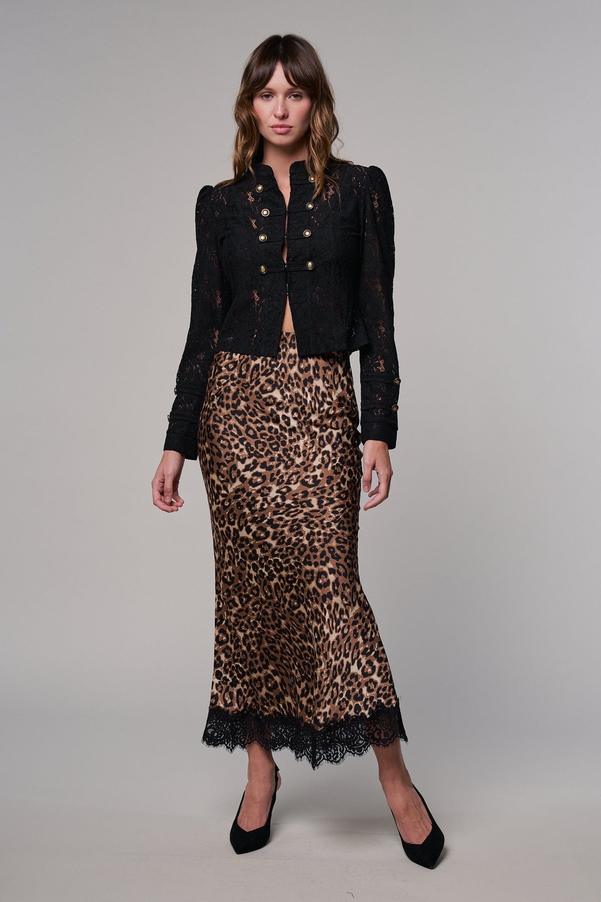 Leopard Print Lace Hem Maxi Skirt in LEOPARD - Women's Maxi Skirts | Urban Daizy