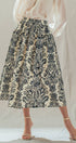 Urban Daizy Botanical Print Cotton Midi Skirt with Pockets Ivory-Black Skirt - Women's (UDSK0102) – alternate view 4