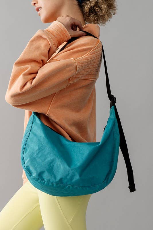 Urban Daizy Contemporary Minimalist Crescent Shoulder Bag Blue Belt Bag - Women's (UDZ-BG-00005)