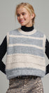 Striped Fuzzy Knit Sweater Vest in GREY - Women's Sweater Vests | Urban Daizy