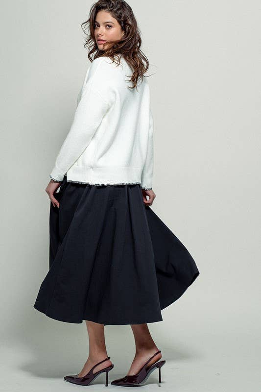 Urban Daizy Contrast Stitch Button Front Relaxed Knit Cardigan Ivory Cardigan - Women's (UDZ-KN-00413) – alternate view 5