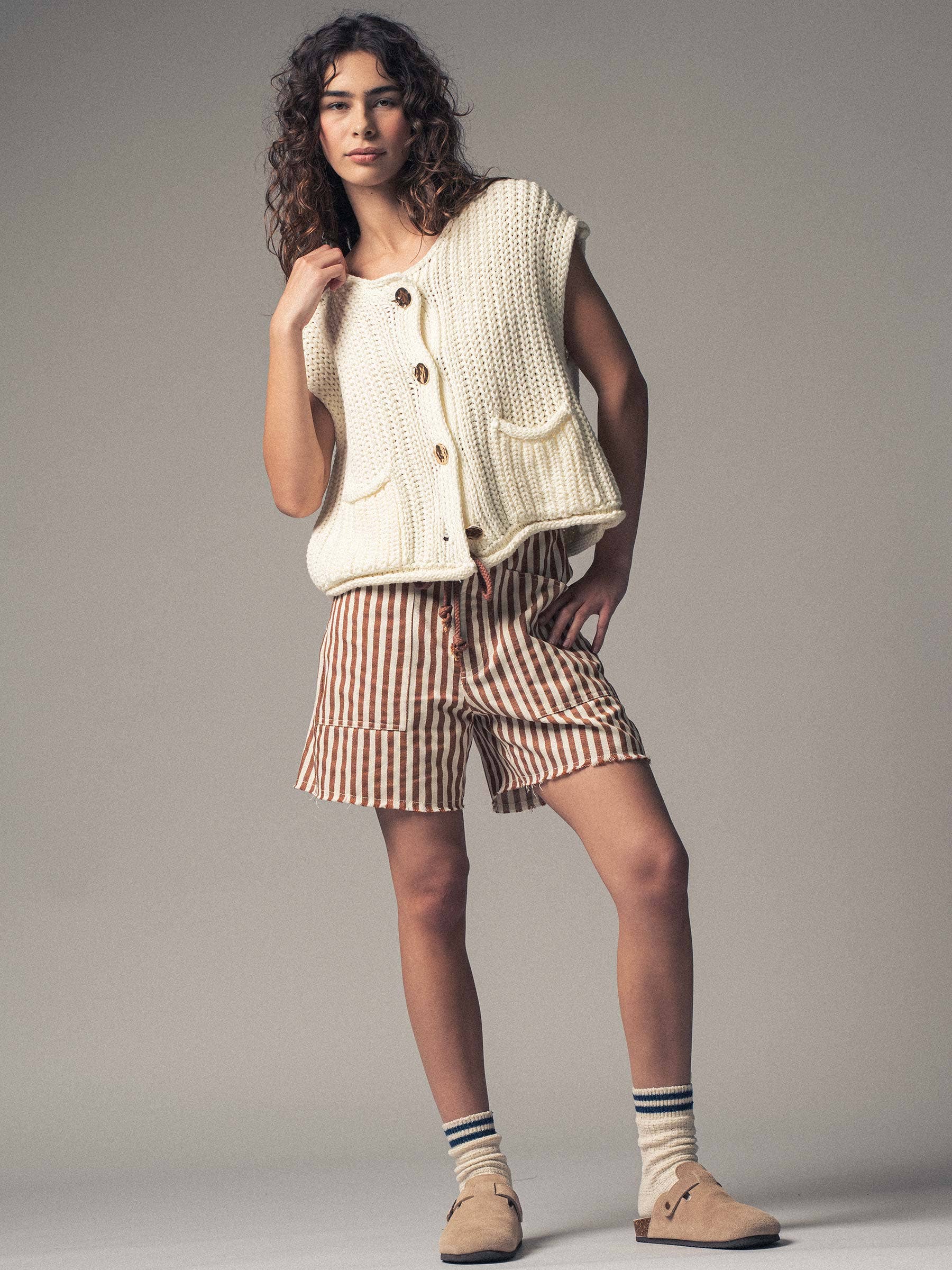 Urban Daizy Striped High-Rise Denim Shorts Blue Shorts - Women's (UDZ-DR-00389) – alternate view 23