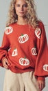 Urban Daizy Pumpkin Patch Balloon Sleeve Sweater Rust Knit Sweater - Women's (UDZ-TP-00814) – alternate view 4