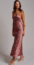 Urban Daizy Coastal Rope Print Satin Slip Midi Dress Brown Dress - Women's (UDDR0360-Brown) – alternate view 4