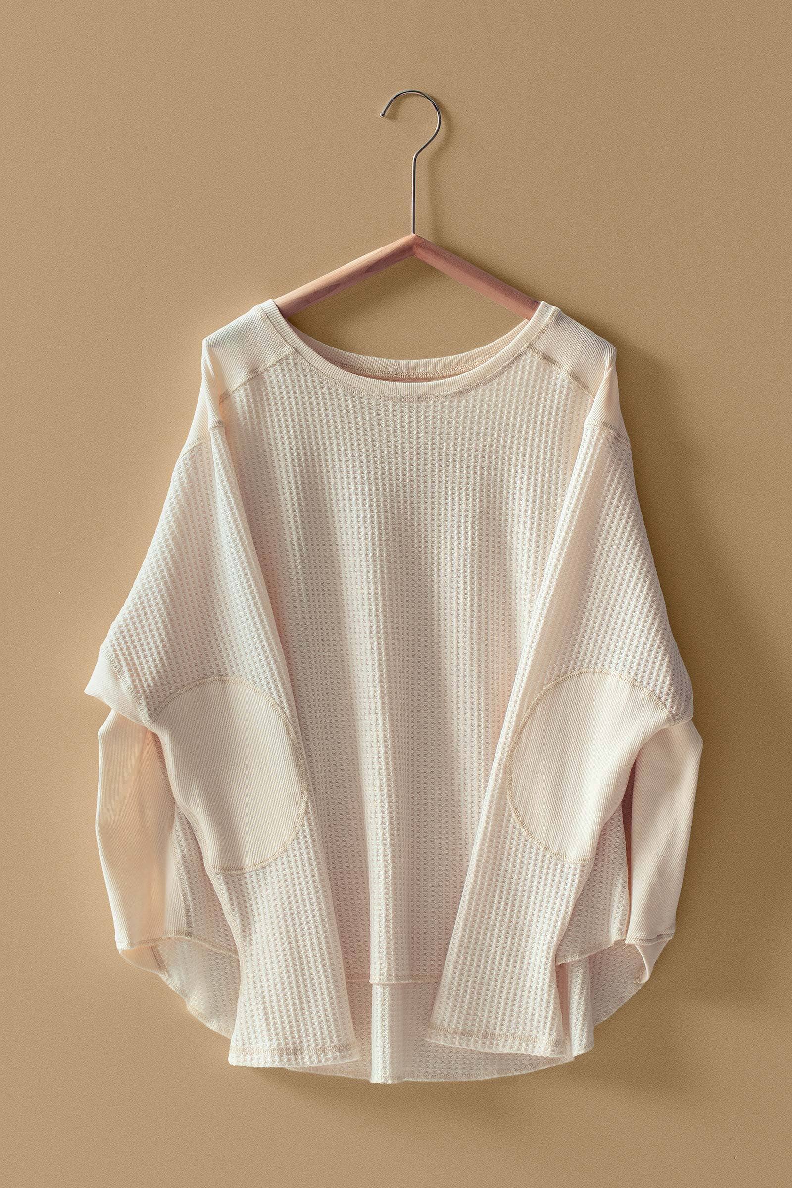Oversized Waffle Knit High-Low Tunic Top