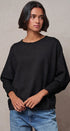 Dolman Sleeve Knit Top Boat Neck Boho Slouchy Sweater in BLACK - Women's Sweaters | Urban Daizy
