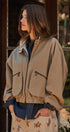 Cropped Zip Bomber Jacket in KHAKI - Women's Jackets & Blazers | Urban Daizy