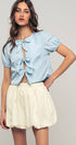 Urban Daizy Gingham Triple Bow Puff Sleeve Crop Top Pink Blouse - Women's (UDZ-TP-01033) – alternate view 23
