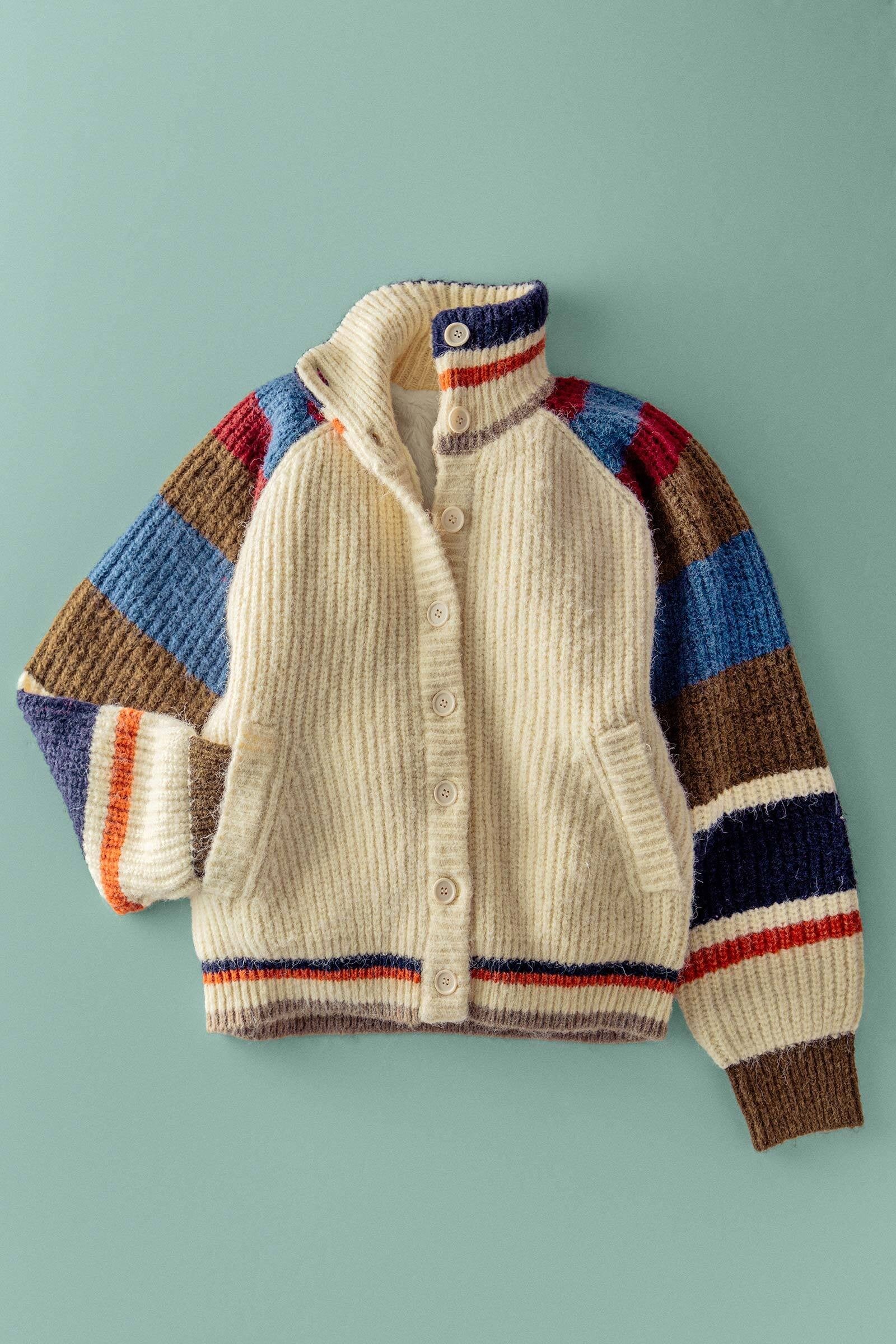 Chunky Rib-Knit Faux Fur Lined Cardigan