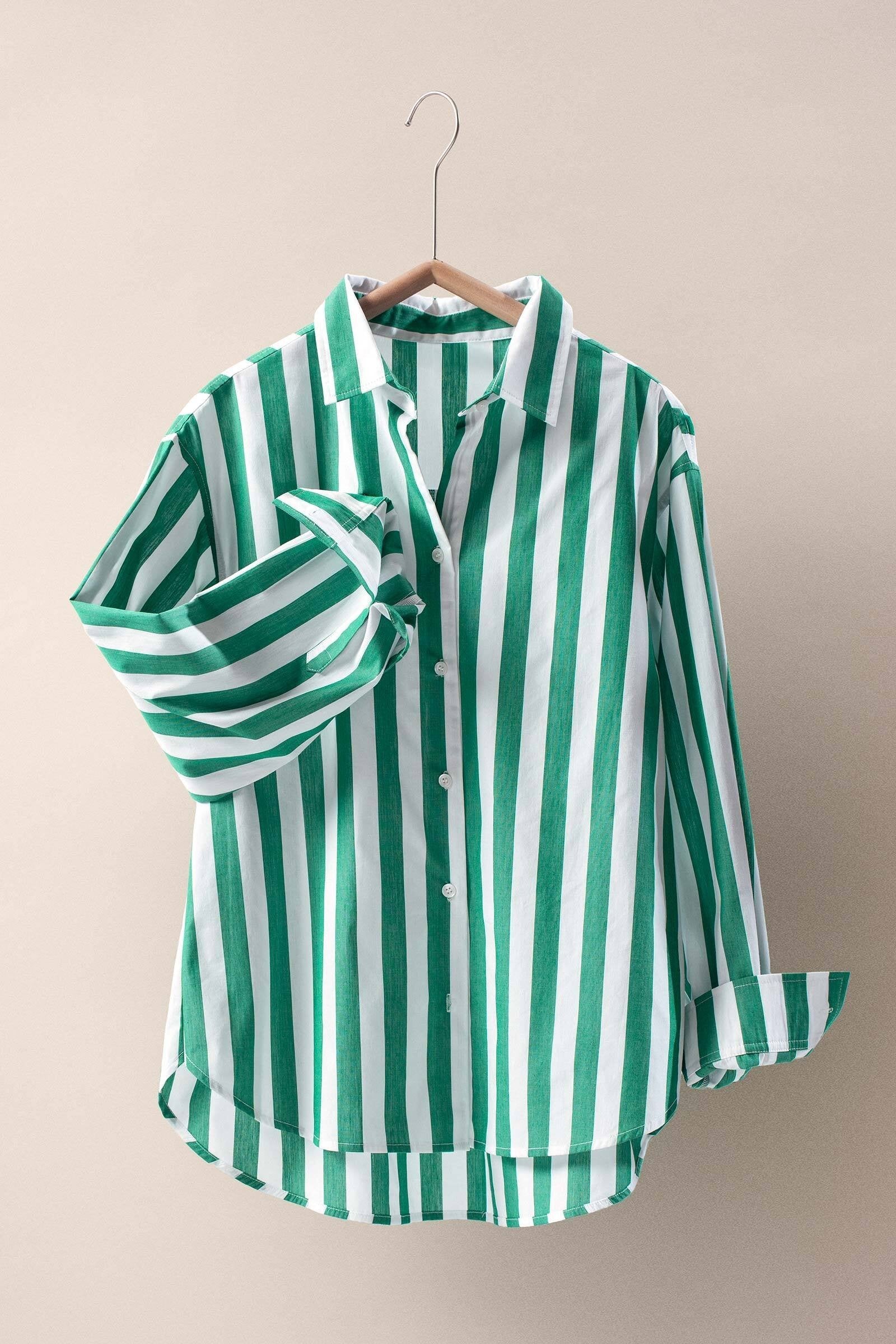 Oversized Stripe Button Down Collared Shirt
