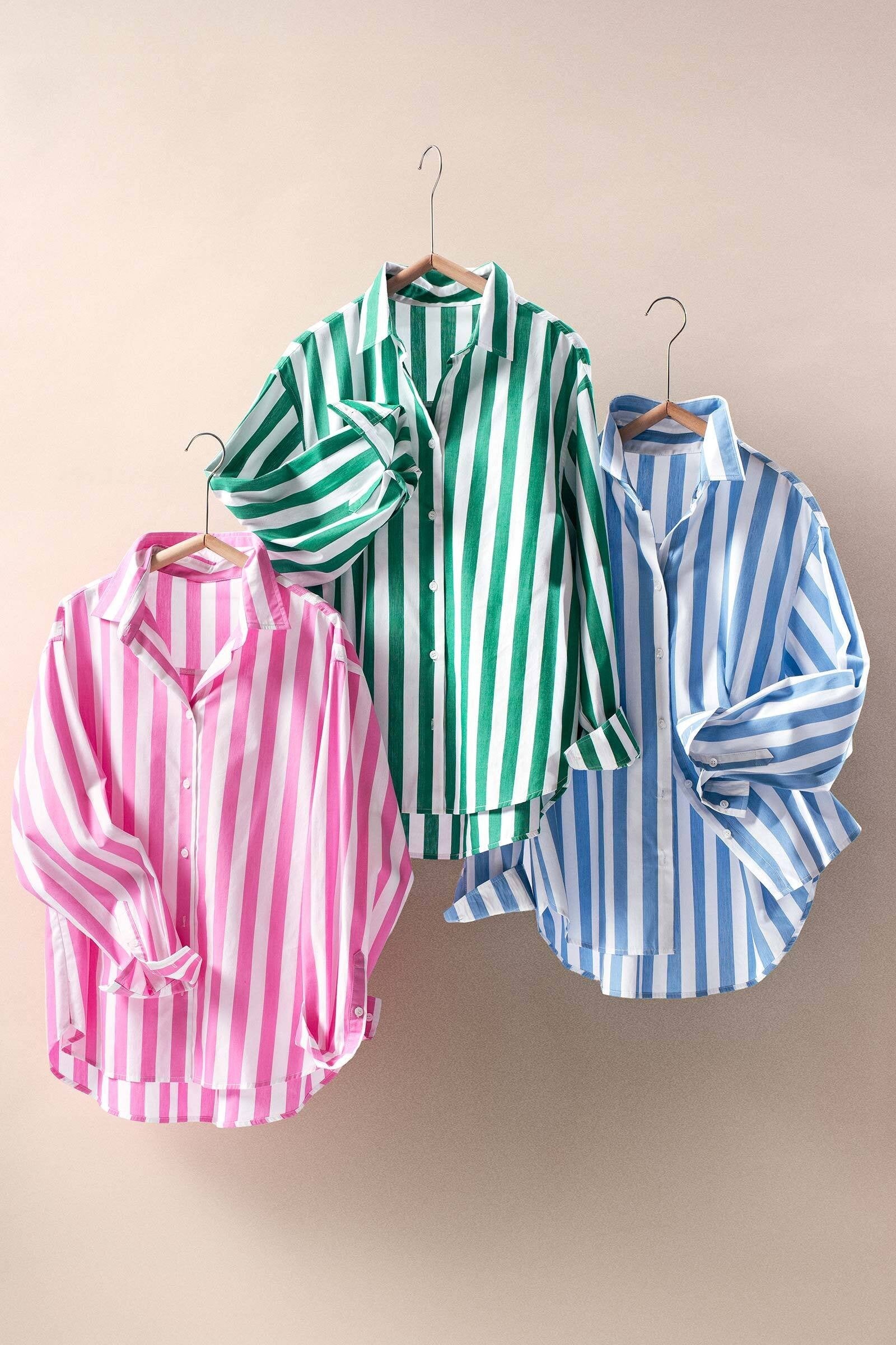 Oversized Stripe Button Down Collared Shirt