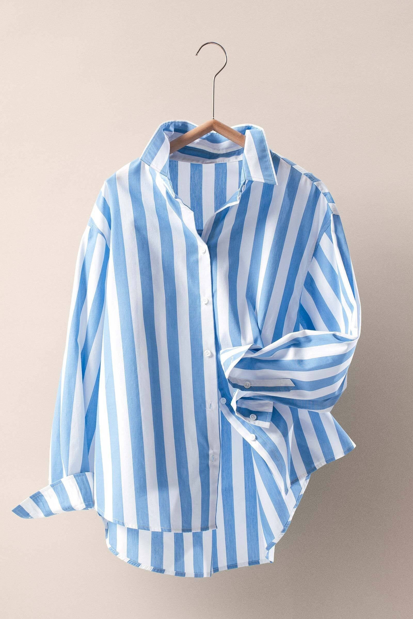 Oversized Stripe Button Down Collared Shirt