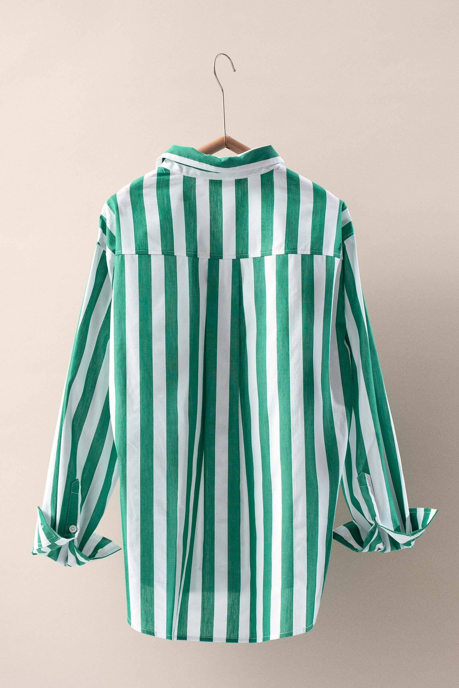 Oversized Stripe Button Down Collared Shirt